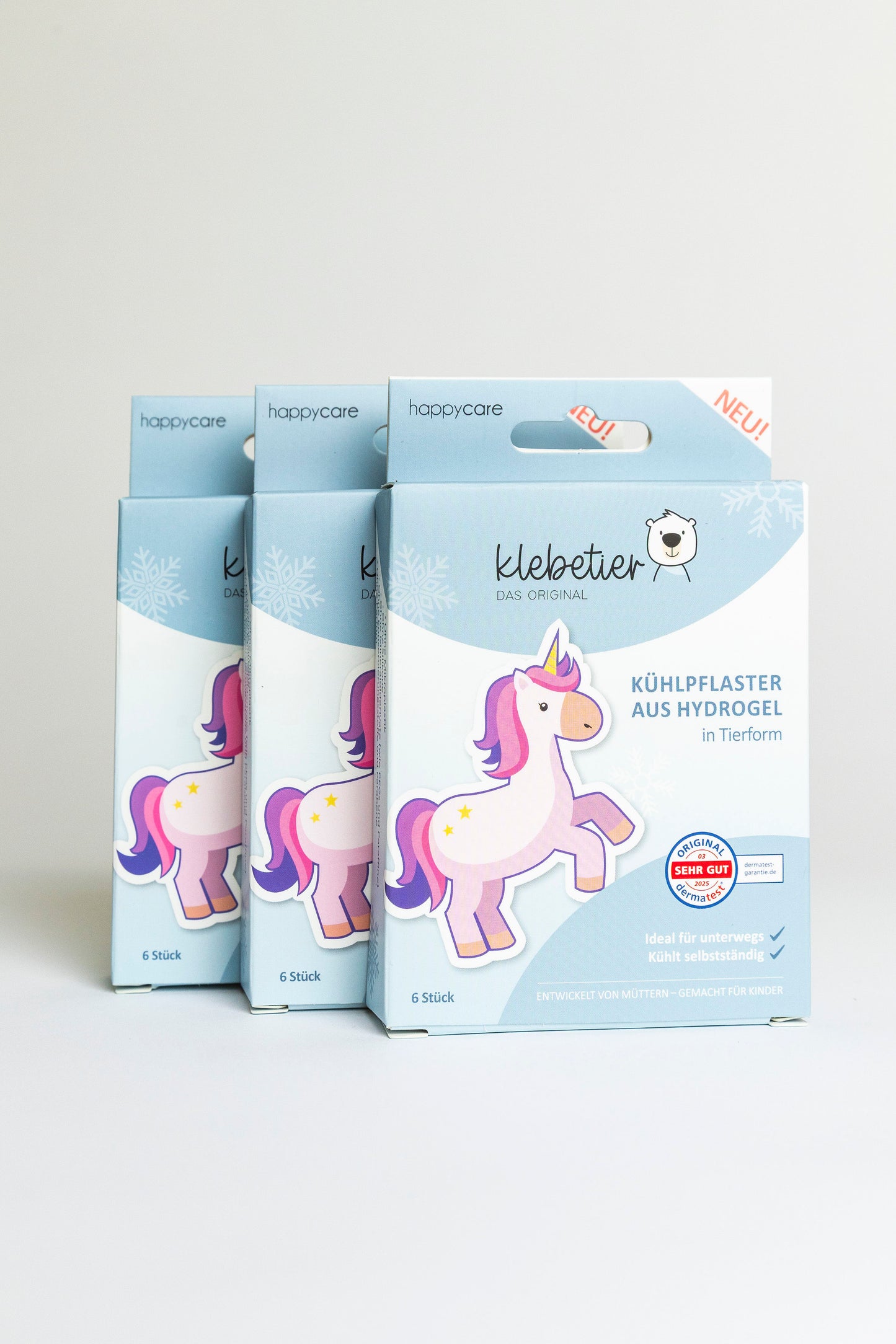 Klebetier Kühlpflaster - Bundle "3x Einhorn"