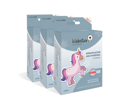 Klebetier Kühlpflaster - Bundle "3x Einhorn"